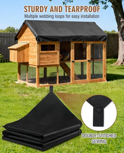 Miniatura 4 de HIRALIY Lona impermeable resistente de 20 mil, lona negra de 7 x 12 pies con bucles de cincha reforzados, lona de tela Oxford multiusos para leña