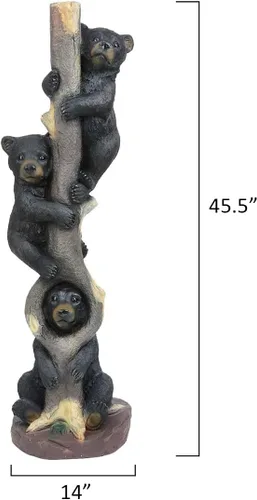 Miniatura 2 de BLACK FOREST DECOR - Escultura de tres osos en un árbol - Decoración rústica de oso para cabaña, cabaña - 45.5" x 14" x 12