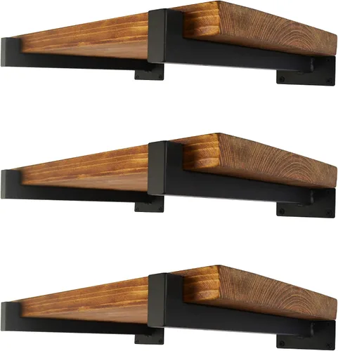 EZYDECOR Soporte de Estante de 4 Pulgadas, Soportes de Estante Negros Montados en la Pared, Soportes de Estante Industriales de Metal con Borde
