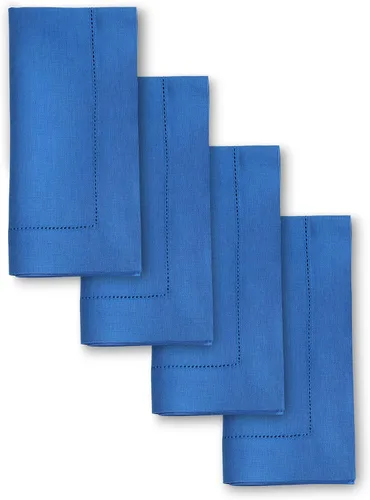 Miniatura 89 de Solino Home Juego de 4 manteles individuales de lino – Manteles individuales clásicos con vainica azul cielo de 14 x 19 pulgadas – manteles 09: Azul
