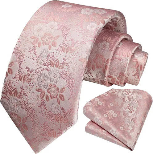 Miniatura 131 de Corbatas florales tejidas clásicas para hombre, corbata cuadrada de bolsillo, corbatas formales para hombres, boda con pañuelo