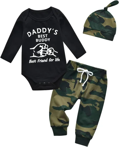 Miniatura 9 de Kulcerry Conjunto de 3 piezas de ropa de bebé niño de manga larga + pantalones + sombrero
