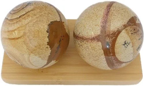 Miniatura 3 de Top Chi Picture Jasper Baoding Balls con soporte para terapia de manos, ejercicio y alivio del estrés (mediano 1.6 pulgadas)
