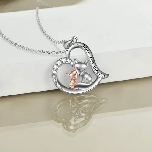 Miniatura 4 de POPLYKE Collar de plata de ley para mujer diseño de rana zorro mariquita mariposa regalo para el día de la madre para mamá hija esposa collar