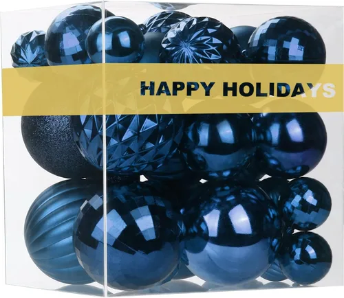 Miniatura 216 de Bolas de Navidad Grandes de 3.2" en Azul Bebé - Adornos para Árbol de Navidad, Bolas Colgantes Inastillables para Cumpleaños, Halloween, Boda