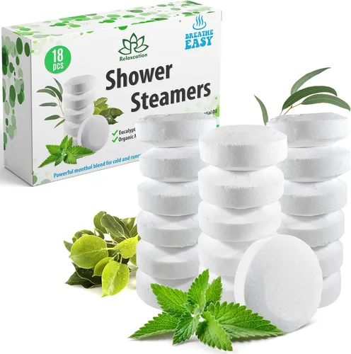 Fabricado en Estados Unidos – 18 vaporizadores de ducha comprimidos de vapor extra fuertes para alivio sinusal aromaterapia spa, bombas de ducha –