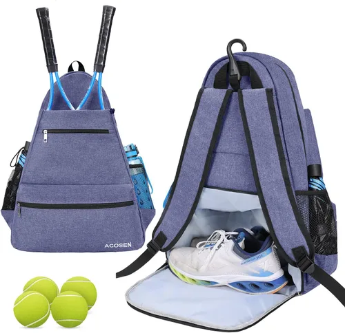 Miniatura 12 de ACOSEN Bolsa de Tenis Mochila de Tenis - Bolsas de Tenis Grandes para Mujeres y Hombres para Sostener Raqueta de Tenis, Palas de Pickleball, Raqueta