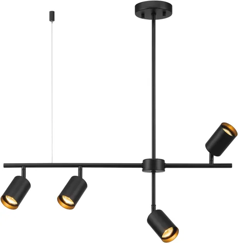 Miniatura 6 de GLOBE Electric 64000048 Iluminación de riel de altura ajustable de 4 luces, negro mate, pantallas pivotantes, iluminación para cocina, baño