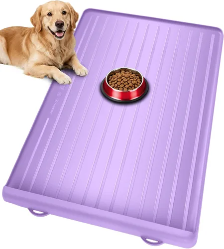 Miniatura 11 de Tapete para comida y agua para perros, tapete grande de alimentación de mascotas de 39.4 x 27 pulgadas con bolsillo para recolección de residuos