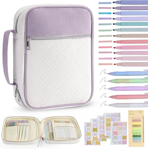 Miniatura 8 de Funda para la Biblia, funda para libro de la Biblia para mujeres y hombres, funda de transporte de lona, protector de libros acolchada de cuero