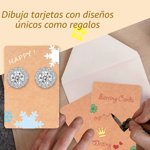 Miniatura 4 de Tarjetas de exhibición de aretes con 100 tarjetas de soporte para aretes, 200 piezas de parte trasera de aretes y 100 embalajes de joyería
