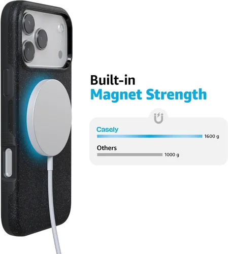 Miniatura 4 de Casely Funda para iPhone 17 Pro Max Ónix de medianoche Negro brillante Compatible con MagSafe Diseño protector audaz Ónix de medianoche