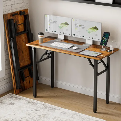 Miniatura 34 de Frylr Pequeño escritorio plegable para computadora, mesa portátil de 35.8 pulgadas para manualidades y estudio, escritorio ligero para espacios
