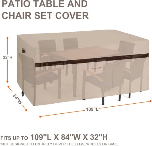 Miniatura 3 de Funda para Juego de Mesa y Sillas de Patio Rectangular 109" de Largo, Fundas Impermeables para Muebles de Exterior 600D, Duraderas, Resistente a