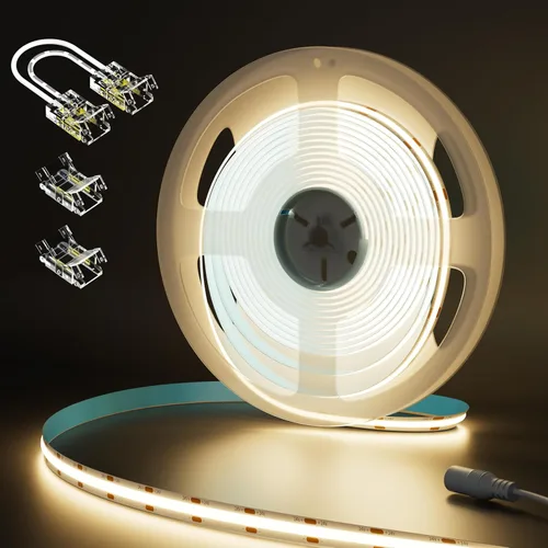 Miniatura 10 de MIWISE Tira de luz LED COB 20 pies/6.1m, CRI 90+ Luz blanca cálida 2700K Alta luminosidad súper brillante Flexible DC24V Tira de luz LED