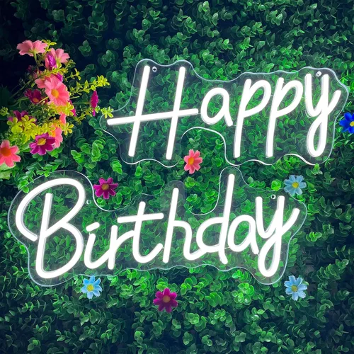 Miniatura 11 de Letrero de neón de feliz cumpleaños para decoración de pared, luces de neón de feliz cumpleaños coloridas, luz de neón LED de cumpleaños para telón