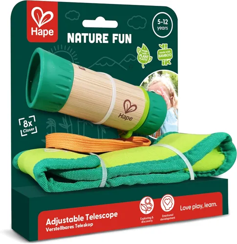 Miniatura 2 de Hape Telescopio ajustable Equipo espía de bambú para niños con aumento de 8X