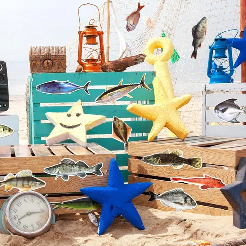 Miniatura 6 de Glenmal 20 piezas de decoración de fiesta de cumpleaños con 1 red de pesca para cumpleaños, compromiso, jubilado, juego al aire libre, torneo