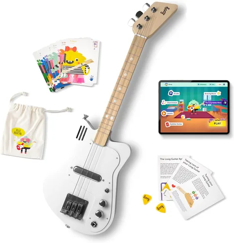 Miniatura 12 de Loog - Guitarra eléctrica mini para niños principiantes con amplificador incorporado, a partir de 3 años, aplicación de aprendizaje y lecciones Verde