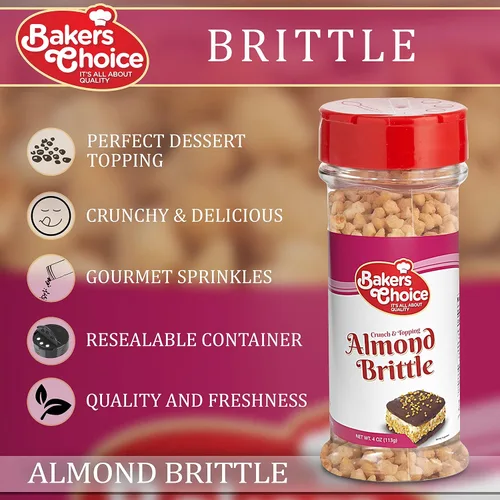 Miniatura 4 de Baker's Choice Almond Brittle Crunch - Cobertura de helado de postre de nuez - Para helado, helados, cupcakes o batidos - Sin lácteos, Kosher - 4