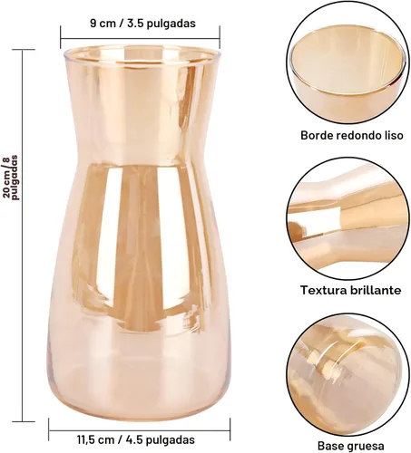 Miniatura 3 de Jarrones de vidrio para flores, 8 pulgadas de alto, modernos jarrones de cristal transparente iridiscente para centros de mesa, decoración de Ámbar
