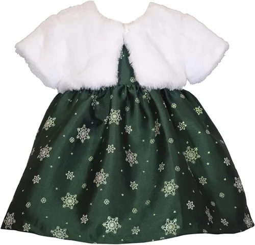Bonnie Jean Vestido navideño para niña, vestido rojo con chaqueta de piel sintética blanca para bebés y niñas pequeñas