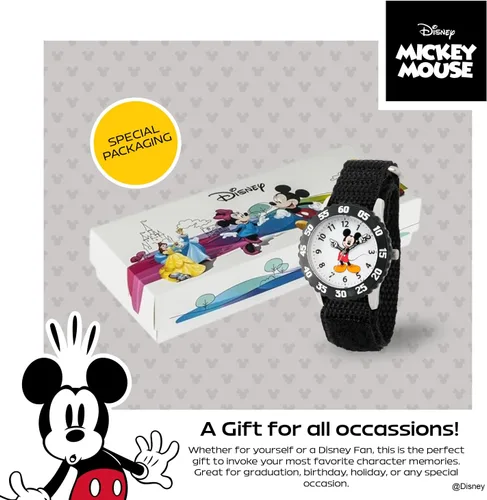 Miniatura 6 de Disney Mickey Mouse Reloj para niños con bisel de acero inoxidable, profesor de tiempo analógico, correa de nylon
