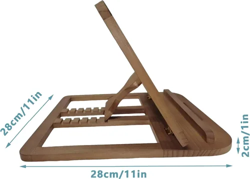 Miniatura 3 de Soporte de madera para computadora portátil para escritorio y madera, estilo portátil, plegable y ajustable ergonómico, soporte para libros