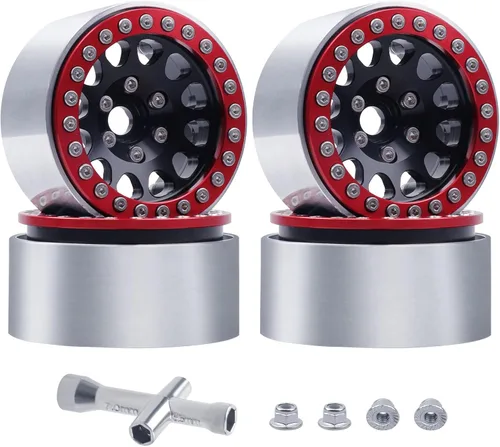 HobbyPark Ruedas Beadlock de aluminio 1.9 para rastreador RC a escala 1/10, compatible con Traxxas TRX4 Axial SCX10 Redcat Gen 8 RC4WD, 4 piezas