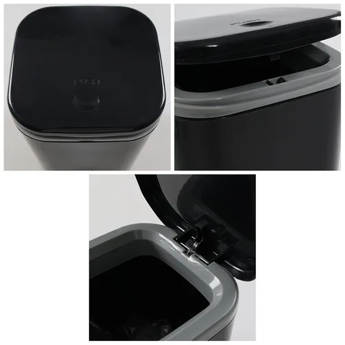 Miniatura 3 de Cubo de basura pequeño de 0.5 galones para encimera, cesta de basura de escritorio pequeña, color negro Mini basurero de escritorio con botón
