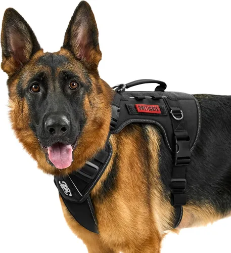 Miniatura 9 de OneTigris Arnés táctico sin tirones para perros pequeños, chaleco reflectante K9 de fácil control con paneles de gancho y bucle, arnés ajustable