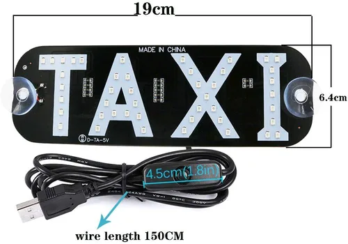 Miniatura 3 de YSY 1 juego de decoración de letrero LED de taxi, nuevo modelo de taxi con gancho intermitente de taxi intercambiable por USB en la ventana del Verde