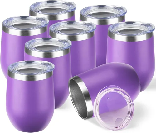 Miniatura 24 de StarSpeed Vaso de vino de 12 onzas con tapa, tazas de viaje de acero inoxidable sin pie con aislamiento de doble pared, taza de café aislada, vasos