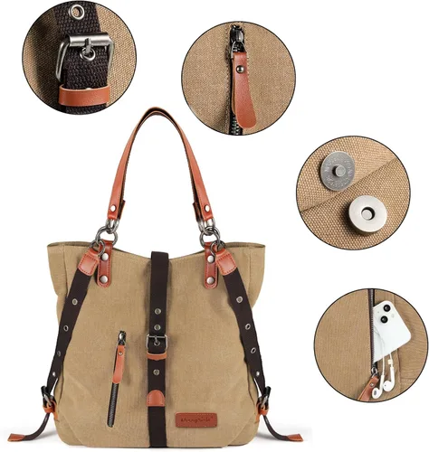 Miniatura 2 de SHANGRI-LA - Bolso de mano para mujer, estilo informal, para escuela, mochila convertible.
