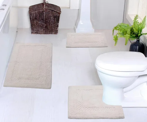 Miniatura 53 de Home Weavers Classy - Juego de alfombras de baño 100 % algodón, decoración de baño, lavable, extrasuave y absorbente, tapete de cocina, juego de Aqua