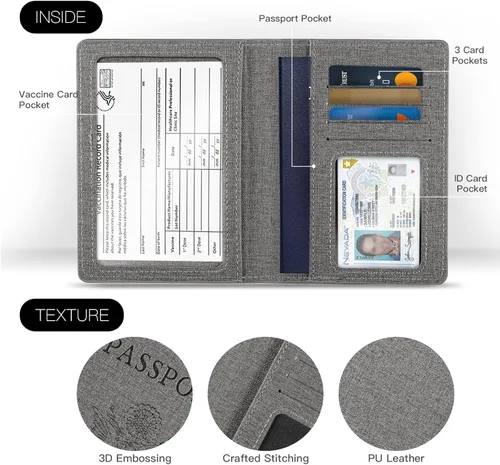 Miniatura 4 de Funda para pasaporte de vacunación, Azul 2PK