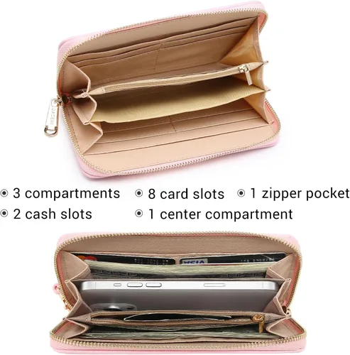 Miniatura 72 de Dasein Bolsos de mano de dos tonos para mujer, bolsos de hombro de cuero vegano, bolsa grande con cartera a juego