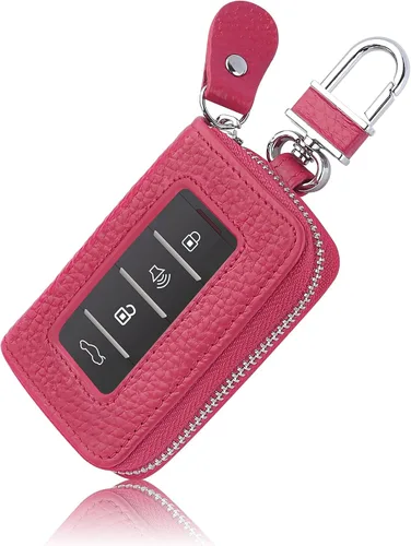 Miniatura 11 de Funda para Llavero de Coche para Reemplazar Funda Antigua, Funda para Llave de Coche de Cuero Genuino con Anillo para Llaves y Llavero (Negro)