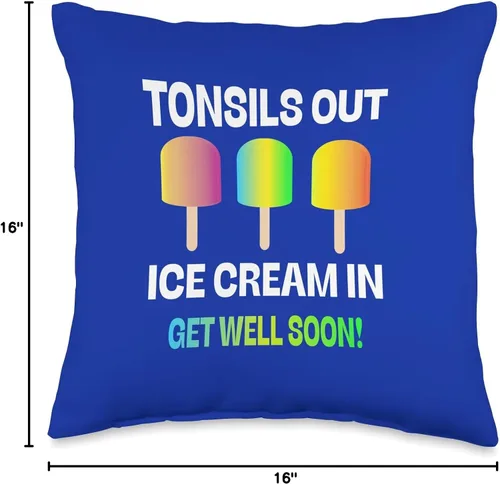 Miniatura 4 de DesignsByKelley Best Wishes Fast Recovery Gifts Amígdalas Out Ice Cream in Get Well Kids Surgery Recovery - Almohada de regalo, 16 x 16 pulgadas