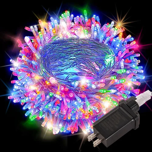 Miniatura 7 de Etinga Guirnalda de 100 luces LED rojas de 33 pies, luces de hadas enchufables con 8 modos de iluminación, luces decorativas impermeables