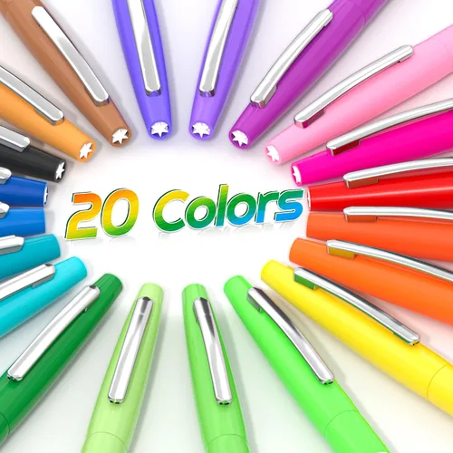 Miniatura 2 de Bolígrafos de punta de fieltro de 20 colores, bolígrafos de punta media, bolígrafos de colores surtidos Lelix para diario, escribir, tomar notas