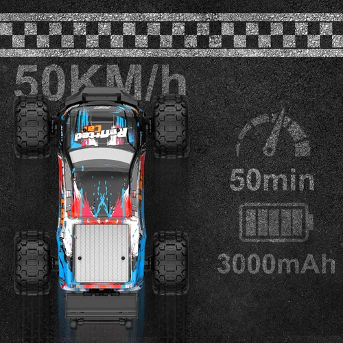 Miniatura 4 de 1/16 4X4 de alta velocidad 40-50+KM/H (pico) RC Cars Monster Truck – 390 motor duradero eje y suspensión RC camión Baterías de 3000 mAh Juguetes