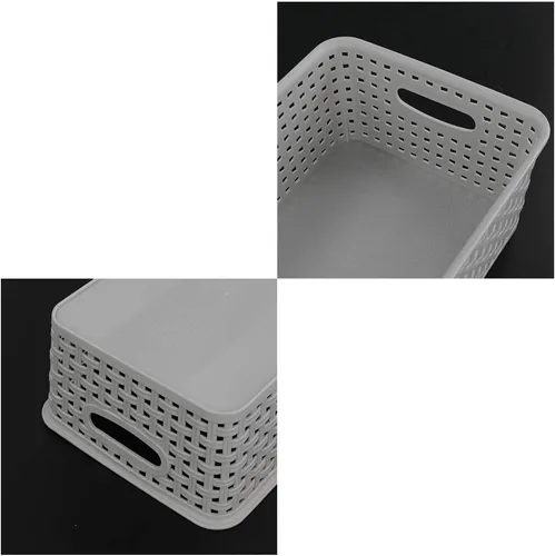 Miniatura 2 de Paquete de 6 cestas organizadoras de plástico, 10.04 pulgadas de largo x 7.48 pulgadas de ancho x 3.95 pulgadas de alto, ligeramente gris 10.04"L
