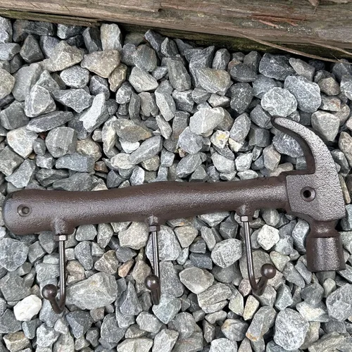Miniatura 5 de KiaoTime Ganchos de Pared de Metal de Hierro Fundido Rústico, Perchero de Pared Montado en Forma de Martillo Retro Vintage, Soporte para Llaves