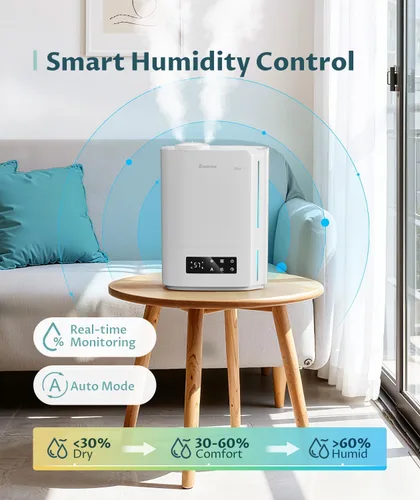 Miniatura 3 de BREEZOME - Humidificador de 6L para recámara, habitación grande y difusor de aceite esencial, humidificador ultrasónico de llenado superior y niebla