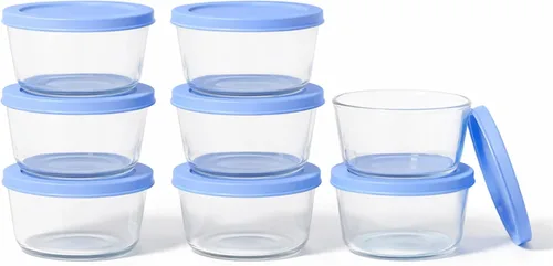 Miniatura 26 de Juego de 8 recipientes de vidrio para almacenamiento de alimentos (4 recipientes + 4 tapas sin BPA), 6.5 tazas, a prueba de fugas, aptos