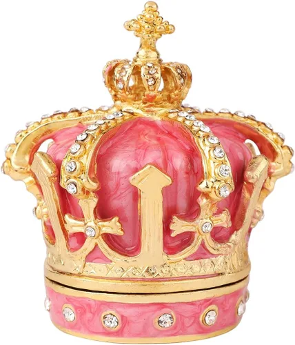 Miniatura 18 de QIFU Pintado a mano esmaltado estilo corona azul decorativo con bisagras joyería baratija caja regalo único para decoración del hogar