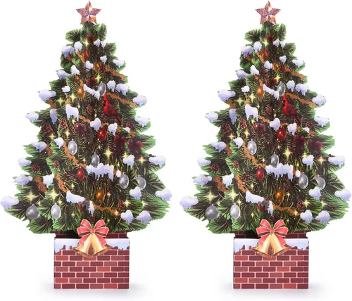 VIVIKEN Tarjetas de Navidad desplegables, árbol de Navidad de 12 pulgadas con diseño de paisaje de nieve, tarjeta de felicitación emergente de papel