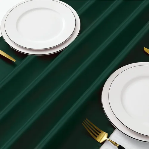 Miniatura 3 de Manyshofu 24 piezas de camino de mesa de satén verde oscuro - 12 x 108 pulgadas de largo, camino de mesa para fiesta, decoraciones brillantes