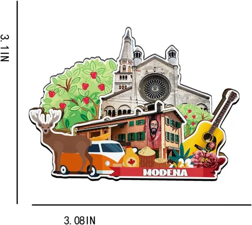 Miniatura 3 de Imán de madera para nevera de Módena Italia Italia Monumentos 3D de Viaje Coleccionables Recuerdos Decoración Hecho a Mano -2869